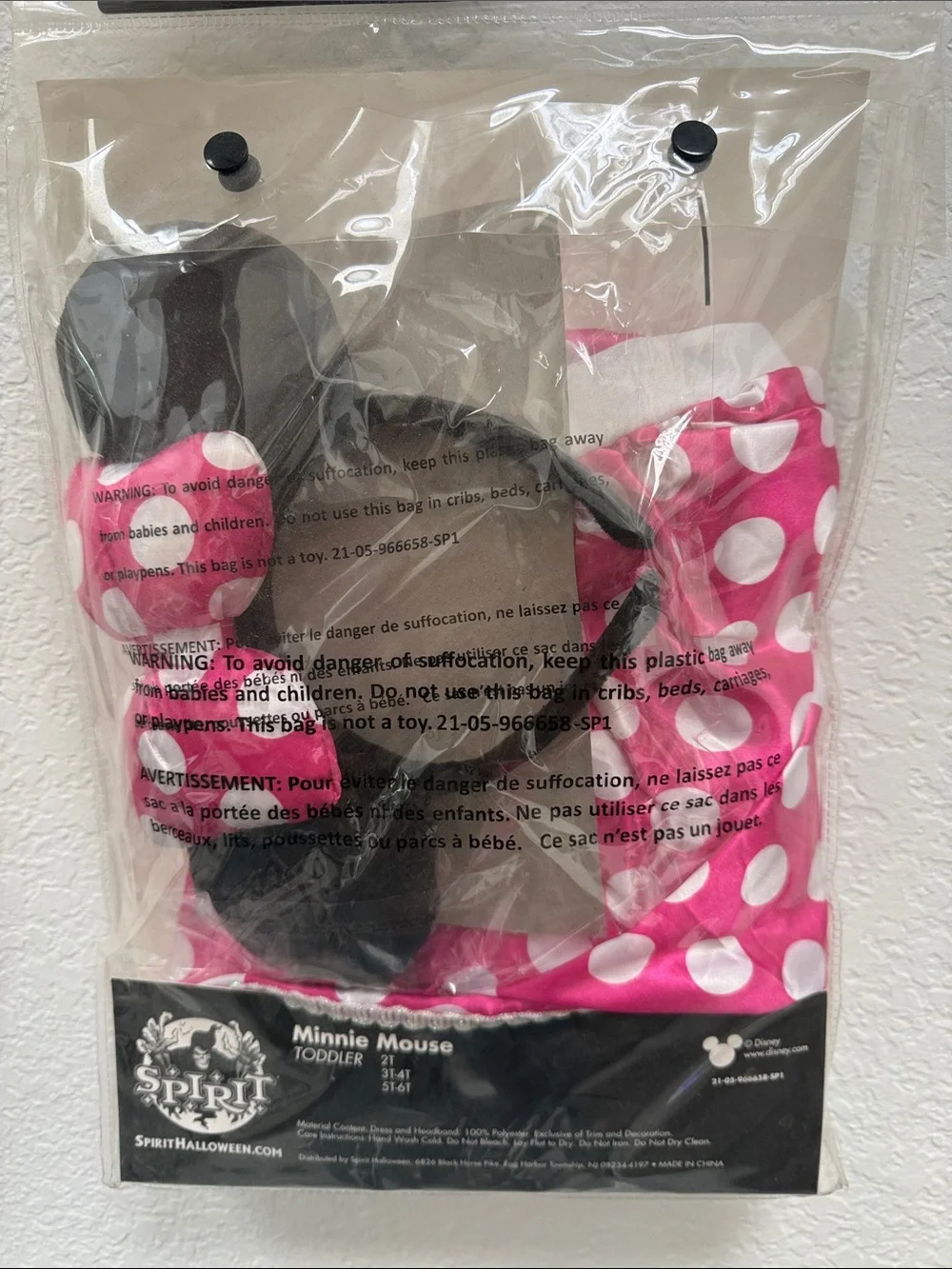 Disney Minnie Mouse Pink and White Polka Dot Dress with Bow Headband - Picture 2 of 2